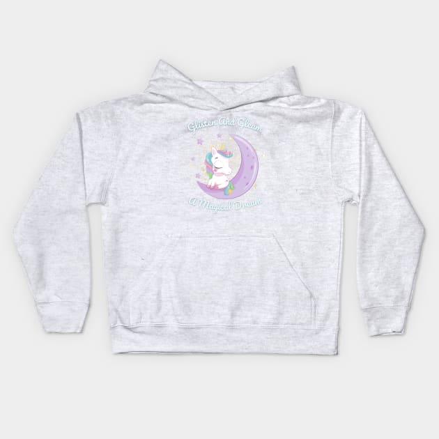 Whimsical Night: Glisten and Gleam- A Magical Dream Kids Hoodie by DaShirtXpert